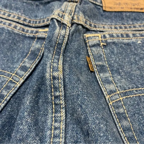 VTG ORANGE Tab Mini Midi Skirt Denim Jean Levi Strauss Levi’s Made in USA 29” w