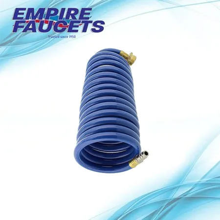 Water Hose Set - 15ft Blue Coil Hose and Heavy Duty Hose
