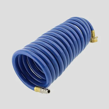 Water Hose Set - 15ft Blue Coil Hose and Heavy Duty Hose