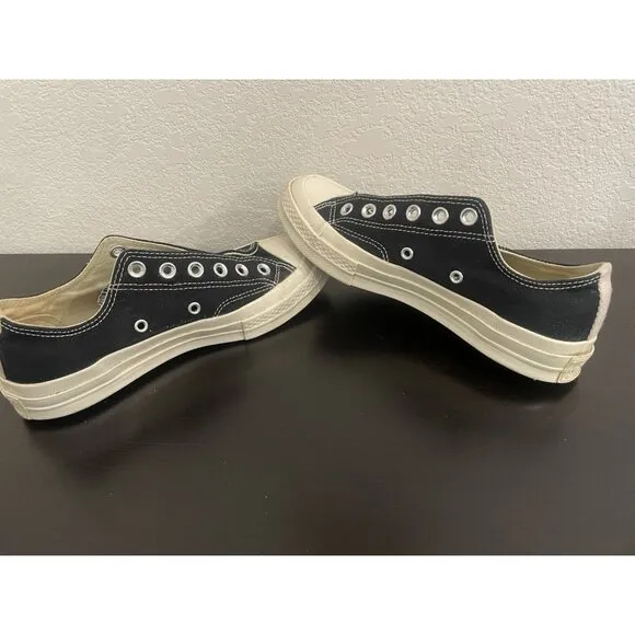 Womens 7 Converse Chuck Taylor Low x Comme des Garcons Play Black Shoes Hearts