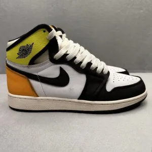 Womens 7.5 / 6Y Nike Air Jordan 1 High OG Shoes White Volt Gold Sneakers 2021