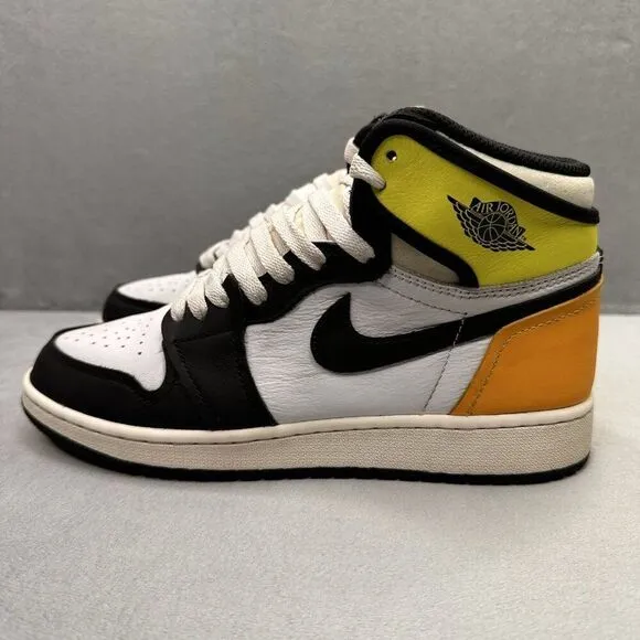 Womens 7.5 / 6Y Nike Air Jordan 1 High OG Shoes White Volt Gold Sneakers 2021
