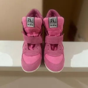 Women’s ASH  Bowie Hidden Wedge Tennis Shoes Pink Suede High Top. Size 40 US 10.