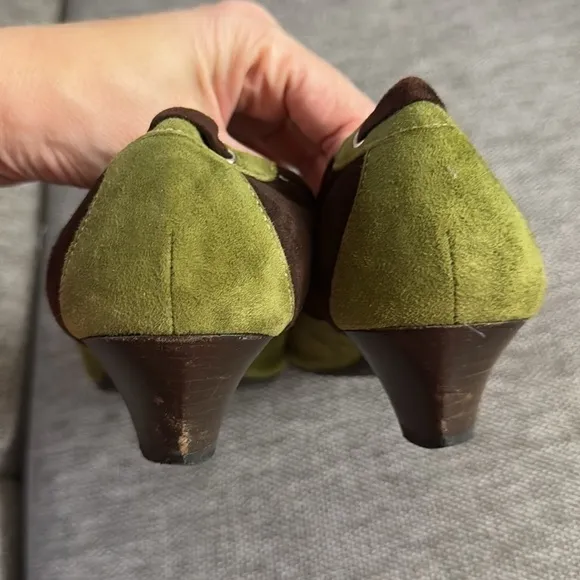Women’s Diane B Milano Suede Green Brown Shoes Vintage Italy 38.5 Used