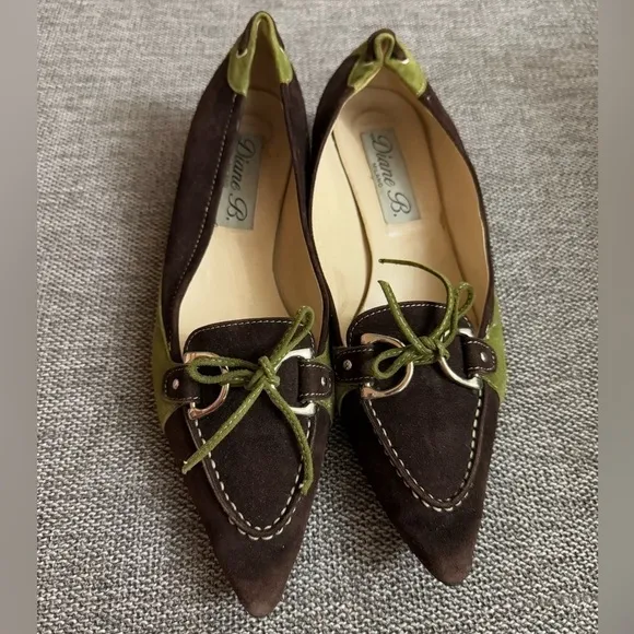 Women’s Diane B Milano Suede Green Brown Shoes Vintage Italy 38.5 Used