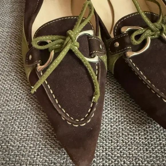 Women’s Diane B Milano Suede Green Brown Shoes Vintage Italy 38.5 Used