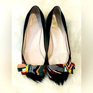 Women’s emilio pucci black velvet shoes W Multicolor Bow. EU Sz 39, US Sz 8.5-9