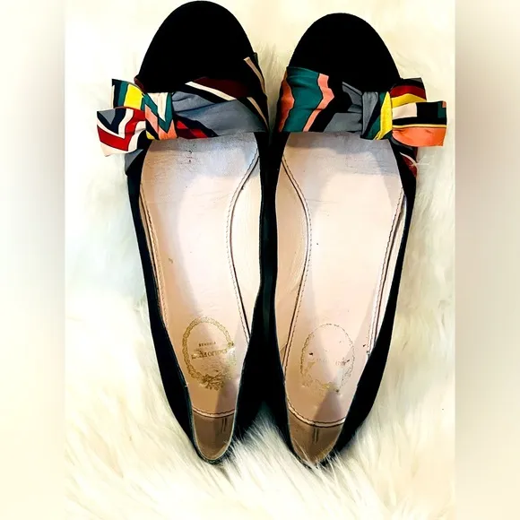 Women’s emilio pucci black velvet shoes W Multicolor Bow. EU Sz 39, US Sz 8.5-9