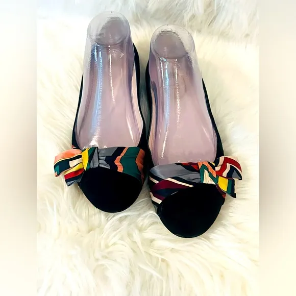 Women’s emilio pucci black velvet shoes W Multicolor Bow. EU Sz 39, US Sz 8.5-9