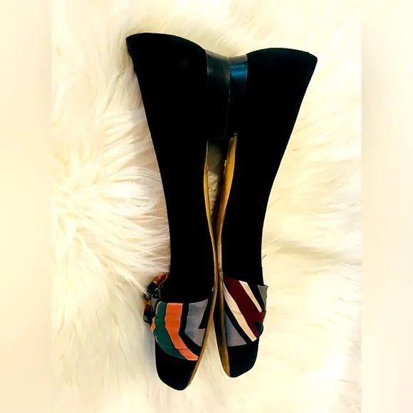 Women’s emilio pucci black velvet shoes W Multicolor Bow. EU Sz 39, US Sz 8.5-9