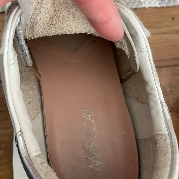 Women’s Golden Goose Super-Star with silver heel and metal stud lettering size40