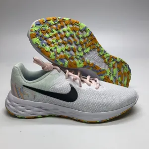 Women’s Nike Revolution 6 NN PRM White/Black/Multi colored DO9475-100 USED SZ 8