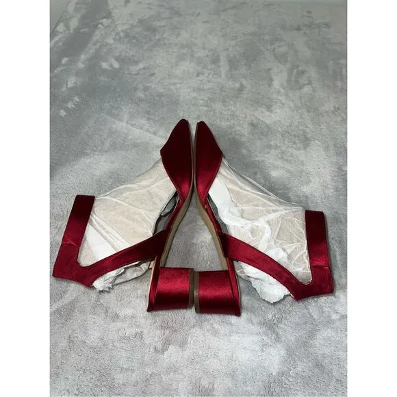 Women’s Red Satin Block Heel Shoes 8.5