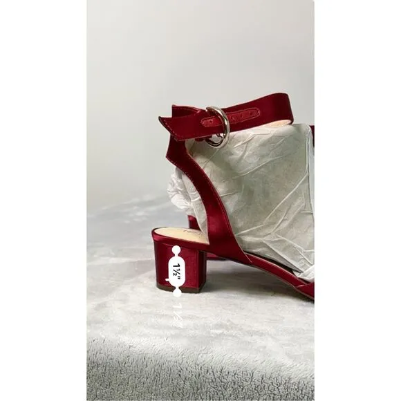 Women’s Red Satin Block Heel Shoes 8.5