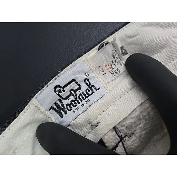 Woolrich Wool Pants hunting dark gray Heavy Wool Blend herringbone men's Sz 38