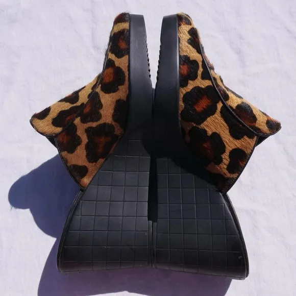 Y2k Van Eli leopard printed pony hair mules