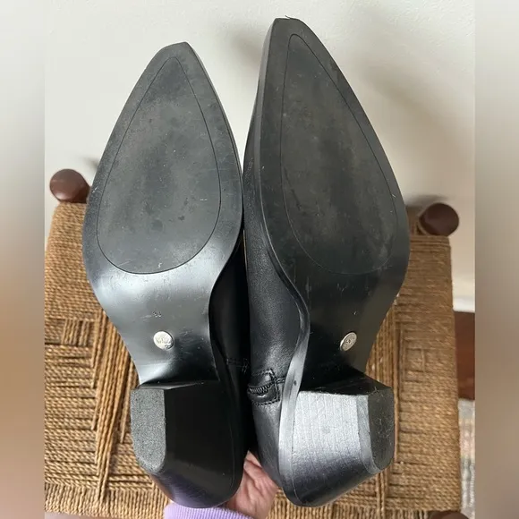 Zara Shoes Women’s 7 Black Leather Cowboy Ankle Booties